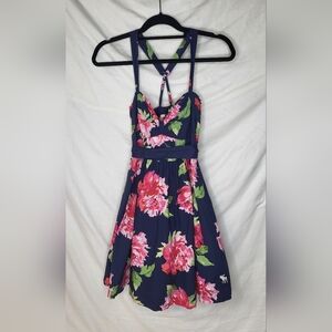 NEW Abercrombie & Fitch Strapless Navy Blue Floral V-Neck Mini Dress Size Medium
